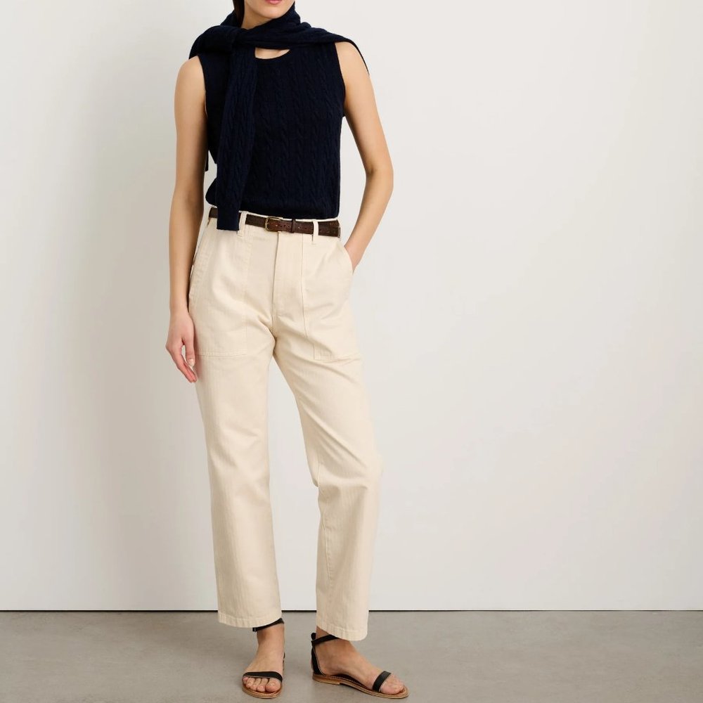 ALEX MILL Herringbone Neil Pants in Ecru, Size 2